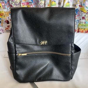 Freshly Picked black leather diaper bag
